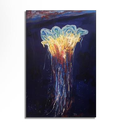 China Wholesale Abstract Ocean Jellyfish Marine For Room Wall Abstract Art Handmade Canvas Art for sale