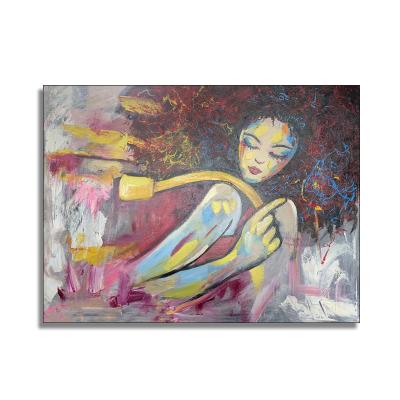 China Handmade Abstract Wall Art Canvas Girl Oil Painting for sale