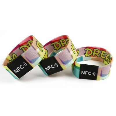 China Customized Hot Selling Elastic Wristband RFID Woven NFC Promotional Wristband RFID Waist Band Wristband For Events for sale