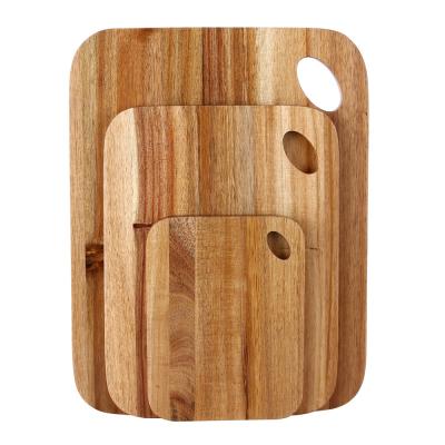 China 3 Pieces Sustainable Acacia Wood Wholesale Chopping Boards Wooden Chopper Set for sale