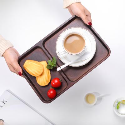 China Amazon Eco-Friendly Hot Selling 11 Inch Rectangle Wooden Tray Food Coffee Serving Tray Fast Food Tray for sale