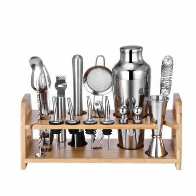 China Good quality and texture bar tools disposable bar accessories, wine wood rack and stainless steel mixing tools for sale