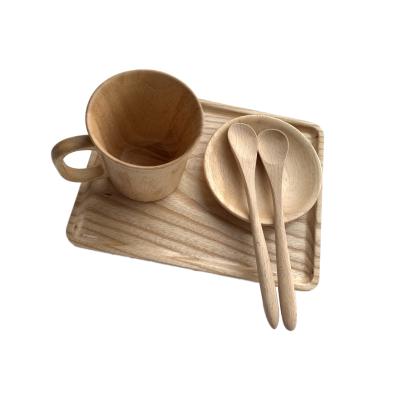 China Factory Price Viable Promotional Custom Rubber Wooden Reusable Coffee Mug Set for sale