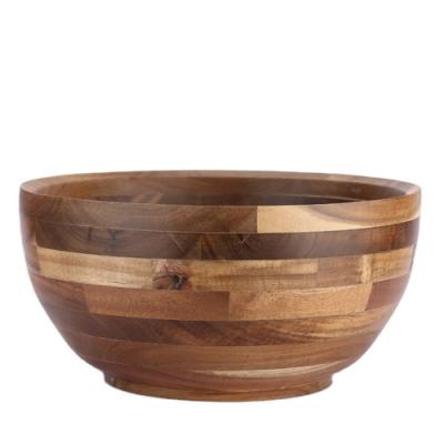 China Sustainable Acacia Wood 12 Inch Rounded Salad Bowl Wood for sale