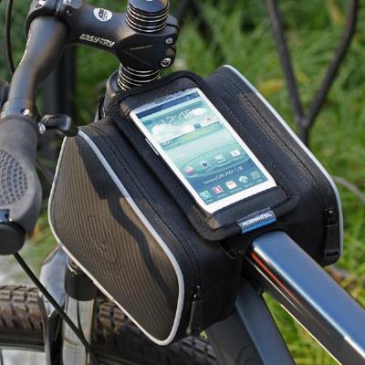 China Polyester Fabric Bicycle Accessories Waterproof Front Phone Frame Tube Bike Saddle Bag for sale