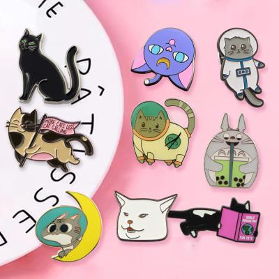 China Europe Hard Custom Enamel Pin Europe Manuafacture Cartoon Cat Lapel Animal Enamel Pin With Package Set for sale