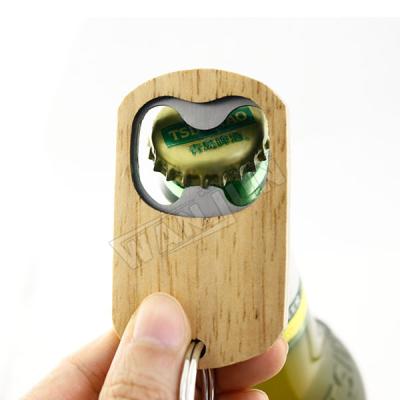 China Promotion Gift/Custom Made Laser Logo Wooden Key Ring Wood Beer Bottle Opener Key Chain From Bottle Opener Manufacturer for sale