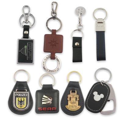 China Custom Leather Key Ring Strap Pu Leather Key Ring Metal And Leather Key Ring Hot Sale Promotion Souvenir Gifts for sale