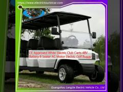 CE Approved White Electric Club Carts 48V Battery 8 Seater AC Motor Electric Golf Buggy