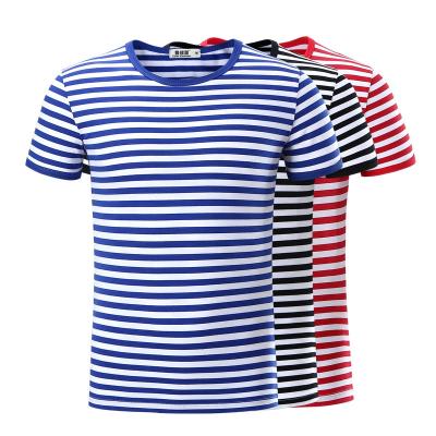 China Wholesale Cheap Price Anti-wrinkle Stylish Embossed Printing Crewneck Short Sleeve Men Shirts Plus Size Designer Stripped Men's T-Shirts 2021 for sale