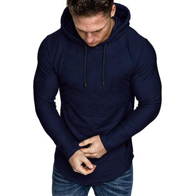 China 2021 Anti-wrinkle OEM thick fleece men's hoodies fashion navy good quality gym pullover oversized custom empty hoodies for men for sale