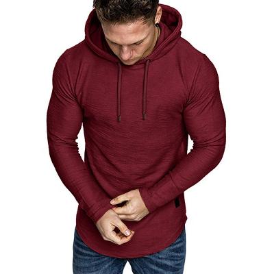 China Anti-wrinkle Autumn Oversize Fashion Streetwear Hoodies For Men Gym Sports Long Sleeve Pullover Red Simple Slim Fit Men High Quality Hoodie for sale