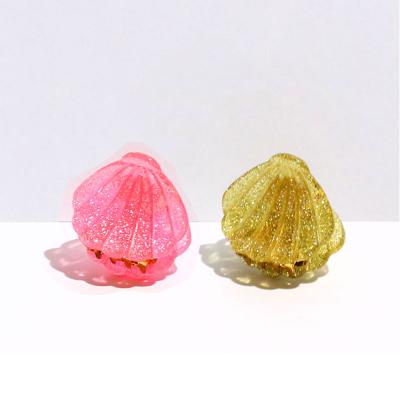 China Mini Size Hair Clips Eco-Friendly Cute Girl's Acrylic Hair Claw Clips Sparkle Sparkle Sea Shell Acetate Glitter Hair Claw Clips Hot Pink Hair Sling children for sale