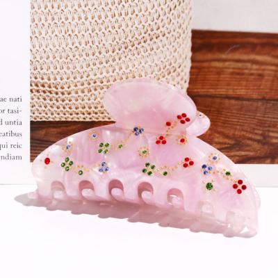 China Elegant Women Girls Crystals Designer Crystals Designer Hair Claw Rhinestone Pink Bling Clam Big Claw Clutch Hold Summer Strong Luxury Eco-Friendly Clips Large for sale