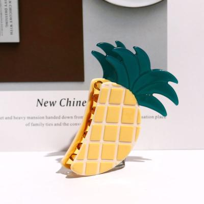 China Custom Eco-friendly Shape Fruit Claw Clips For Girls Unique Acetate Designer Hair Claw Clips Pineapple Hair Clips Recycle Acetate Hair Clamp for sale