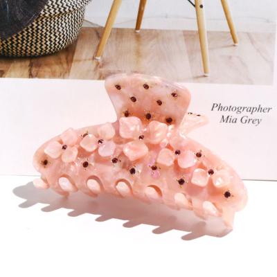 China Custom Acetate Rose High Quality Logo Eco-friendly High Quality Acetate Claw Sling Hair Flower Summer Fashion Flower Hair Claw Clip Manufacturer Biodegradable Hair Claws For Women for sale