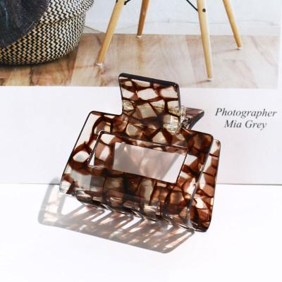 China Wholesale Eco-Friendly Recycled Cellulose Acetate Hair Clip Claw Clips Small Hollow Square Hair Clip Fashion Geometric Hair Claws For Women for sale