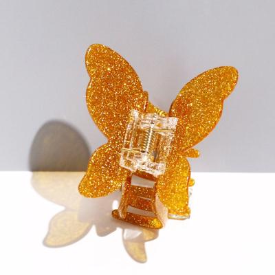 China Wholesale Fashion Environmentally Friendly Butterfly Acrylic Plastic Hair Clips 2022 New Style Glitter Claw Hair Clip Custom Hair Clips For Girls for sale