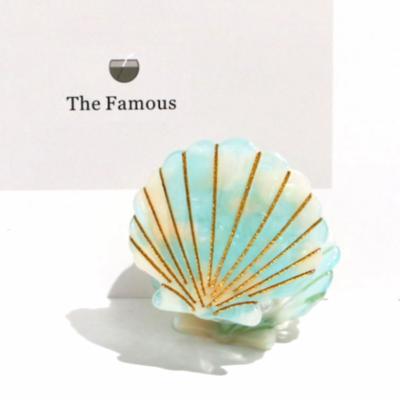 China Eco-Friendly Wholesale Summer Sea Shell Stylish Hair Claw Clips For Women Thin Hair 4cm Acetate Hair Clamp Girls Jaw Clip Small Non-slip for sale