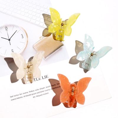 China Eco-friendly 2022 Mini Acetic Acid Hair Claw Korean Kids Fashion Girls Butterfly Claw Clips Small Cute 5cm Acetate Color Plastic Hair Clips for sale