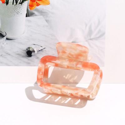 China Wholesale Korean Eco-friendly Hollow Out Square Hair Claw Clips For Women Thin Hair Cellulose Acetate Hair Claw Geometric Marble Small Handle for sale