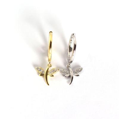 China BOHEMIA 925 Sterling Silver Animal Fashion Jewelry Dragon Fly Circle Stud Earrings for sale