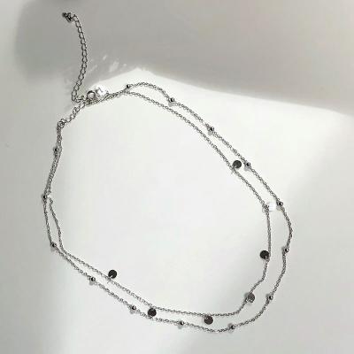 China BOHEMIA 925 Sterling Silver Delicate Tiny Double Layer Material Medallion Necklace for sale