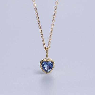 China TRENDY 925 Sterling Silver Blue Gold Ocean Heart Necklace for sale