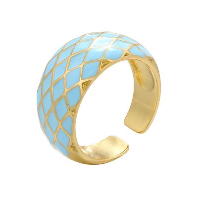 China BOHEMIA Fashion Gold Enamel Casual European Big Size Open Gold Luxury Ring for sale