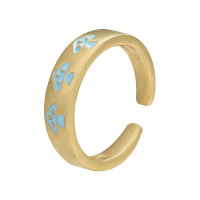 China Young BOHEMIA Lady Jewelry Mushroom Shaped Gold Plated Blue Colored Ring for sale