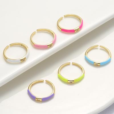 China Cute Thin Tiny Colored Painting Jewelry Simple Enamel Delicacy Diamond Ring for sale