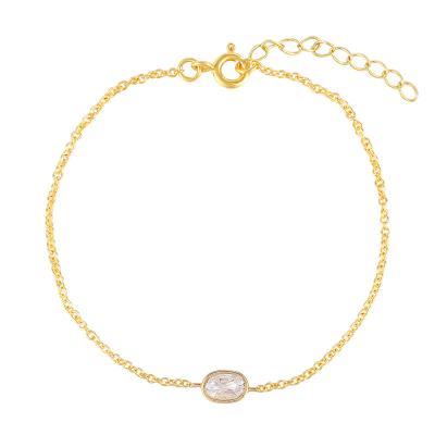 China TRENDY 925 Sterling Silver Girls Gold Chain Bracelets for sale