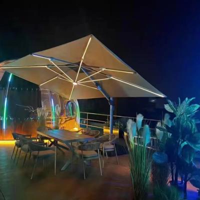 China Sun Wind Rain Proof outdoor solar 10ft Umbrella Outdoor Patio with LED Lights for sale