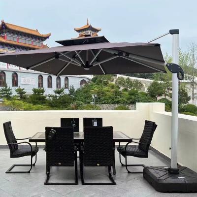 China 360 Degree Rotating Cast Steel Umbrella Base 3.5X3.5M Big Size Heavy Duty Commercial 10Ft Square Parasol Courtyard Patio Umbrellas for sale