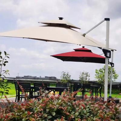 China 360 Degree Rotating Cast Steel Umbrella Base Garden Patio Balcony Hotel Restaurant wooden Outdoor Camp Advertising Square Patio Umbrella for sale