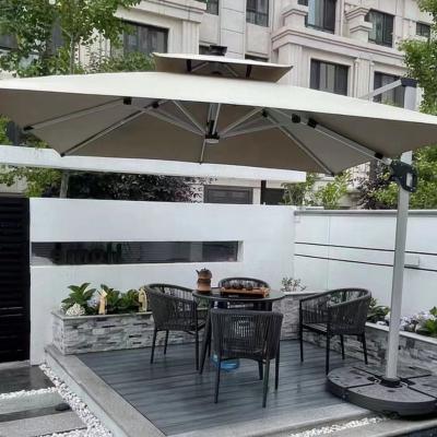 China 360 Degree Rotating Cast Steel Umbrella Base Dia.3.5M Round Pool Large Commercial Luxury Outdoor Cantilever Permanent Umbrellas for sale