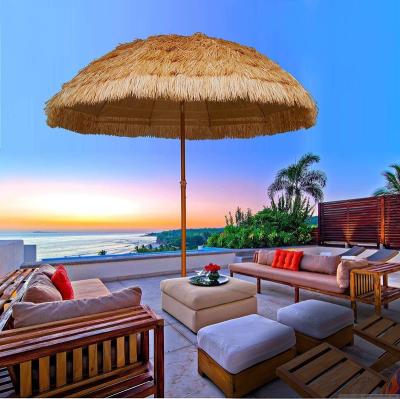 China Eco Friendly Outdoor Straw Roman Umbrella Thatch Beach Umbrella thatch roof PP straw outdoor patio umbrella patio cantilever roman parasol 3m for sale