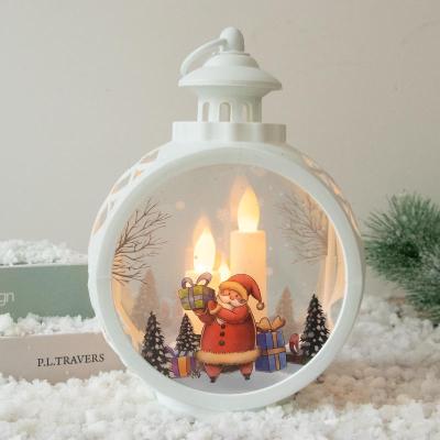 China Plastic and Alloy Christmas Lantern Light Round Wind Lamp Light Portable Santa LED Holiday Light for sale