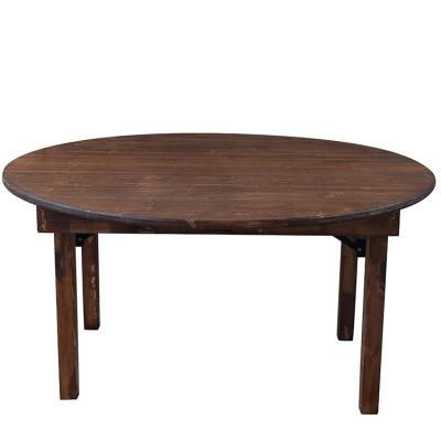 China (Other) new design adjustable industrial restaurant round solid table with folding leg for wedding ceremony fruit wood for sale