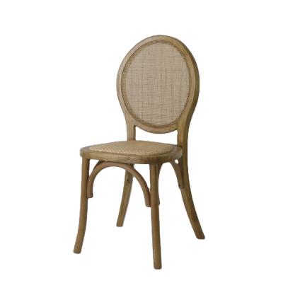 China Modern Nordic Rattan Cane Wicker Event Party Rental Wooden Wedding Dining Chair for sale