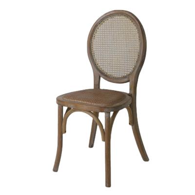 China Modern Popular Restaurant Cane Wooden Frame Dining Chair with Rattan Backrest for sale