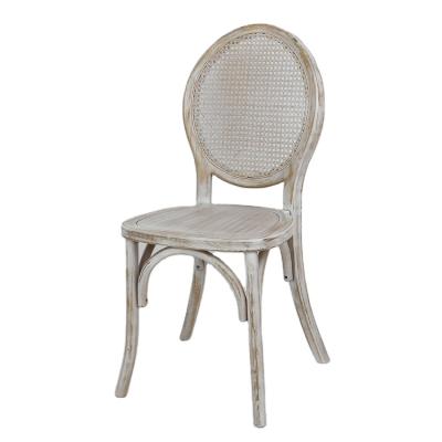 China Modern Modern Cane Natural Limewash White Wash Wood Color Dining Side Chair For Restaurant for sale