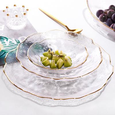 China Widely Used 2021 Top Quality Charger Tableware Clear Hard Glass Beaded Dish for sale