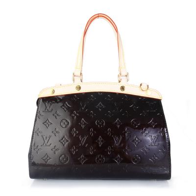 China Amarante Cowhide Leather LV Monogram Vernis Brea MM Elegant City Tote for Women M91619 for sale