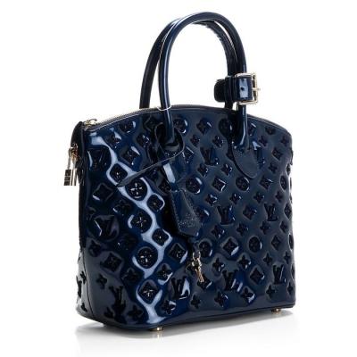 Chine Dark bleu lisse agneau cuirs Lady parage LV monogramme Vernis Lockit M40600 à vendre