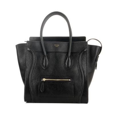 China Black Leather Designer Imitation Handbags Replica Celine Bag with Light Gold Hardware for sale