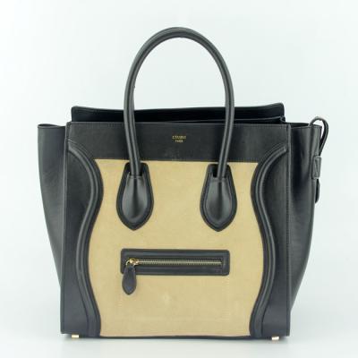 Chine De Dame Cuir Suede Tan et noir veau cuir Designer Imitation sacs à main Celine sac à vendre