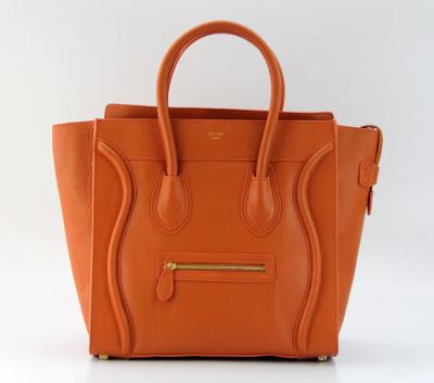 China Orange Genuine Leather Designer Imitation Handbags Celine Bag with Light Gold Hardware for sale