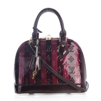 China High quality Chocolate LV Monogram Vernis Leather Alma BB with Golden brass hardware for sale