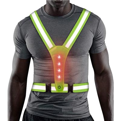 China Water Proof LED Reflective Gear Safety Vest With High Visibility Reflective Running Vest With Adjustable Elastic Waistband For Men for sale